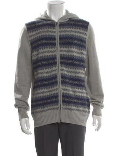 Pre-owned Loro Piana Cashmere Printed Cardigan In Gray