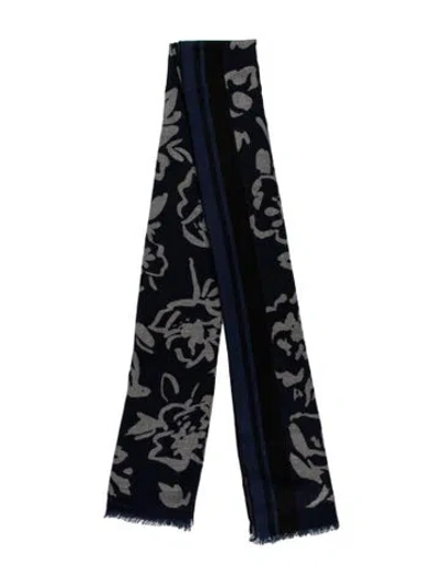 Pre-owned Loro Piana Cashmere Printed Scarf In Blue