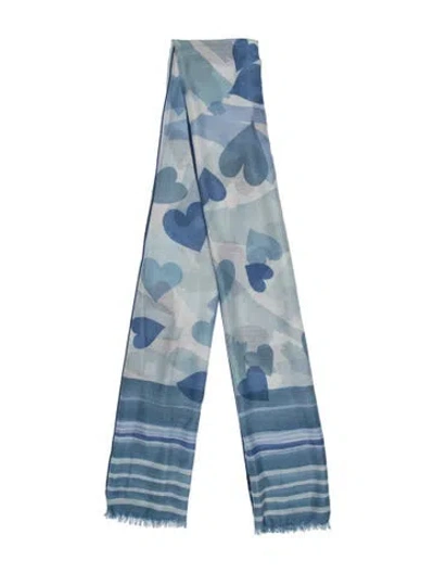 Pre-owned Loro Piana Cashmere Printed Scarf In Blue