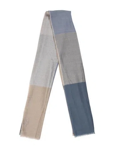 Pre-owned Loro Piana Cashmere Printed Scarf In Blue