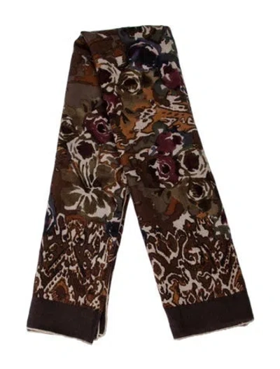 Pre-owned Loro Piana Cashmere Printed Scarf In Brown