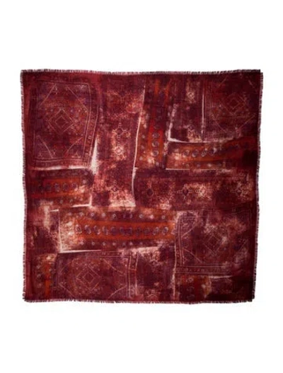 Pre-owned Loro Piana Cashmere Printed Scarf In Burgundy