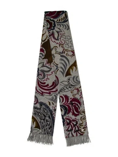 Pre-owned Loro Piana Cashmere Printed Scarf In Gray