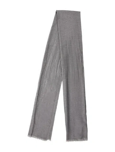 Pre-owned Loro Piana Cashmere Printed Scarf In Gray