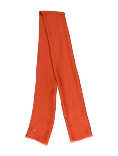 Pre-owned Loro Piana Cashmere Printed Scarf W/ Tags In Orange
