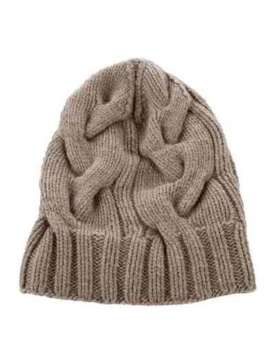 Pre-owned Loro Piana Cashmere Rib Beanie In Neutral