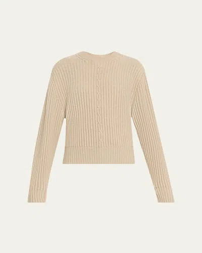 Loro Piana Cashmere Rib Crewneck Sweater In Brown