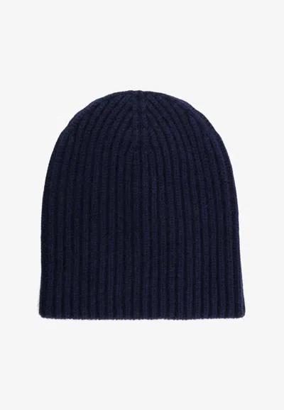 Loro Piana Cashmere Ribbed Beanie In Blue