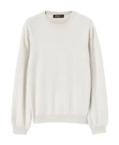 Loro Piana Cashmere Round Neck Sweater In White