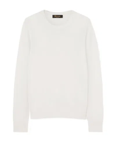 Loro Piana Cashmere Round Neck Sweater In White