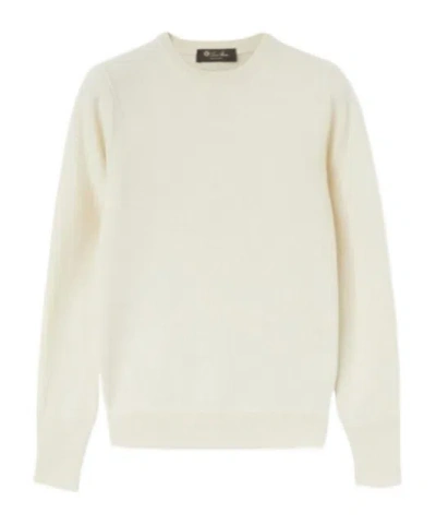 Loro Piana Cashmere Round Neck Sweater In White