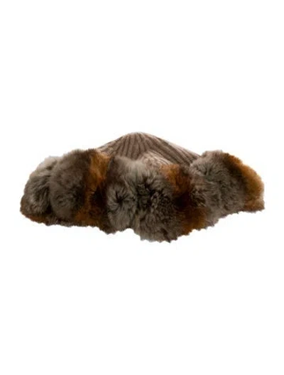 Pre-owned Loro Piana Cashmere Sable Fur Beanie In Brown