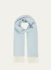 Loro Piana Cashmere Sciarpa Two-tone Fringe-trim Scarf In C03s Spring Pond