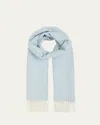 Loro Piana Cashmere Sciarpa Two-tone Fringe-trim Scarf In C03s Spring Pond Mel Mashu Lake Mel