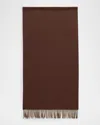 Loro Piana Cashmere Sciarpa Two-tone Fringe-trim Scarf In C04g Java Brown Mel Fig Purple Mel