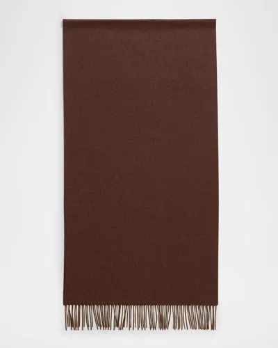 Loro Piana Cashmere Sciarpa Two-tone Fringe-trim Scarf In C04g Java Brown Mel Fig Purple Mel