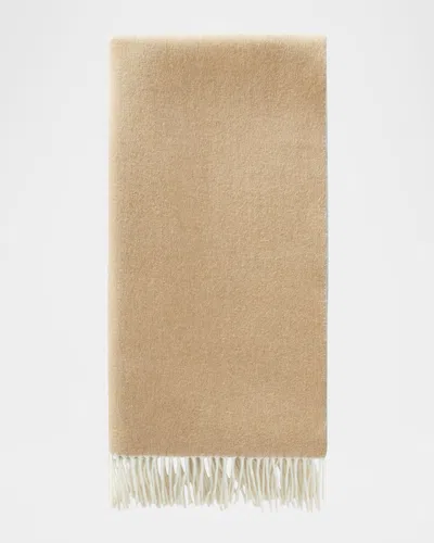 Loro Piana Cashmere Sciarpa Two-tone Fringe-trim Scarf In Brown