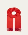 Loro Piana Cashmere Sciarpa Two-tone Fringe-trim Scarf In Red