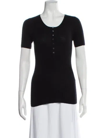 Pre-owned Loro Piana Cashmere Scoop Neck Sweater In Black