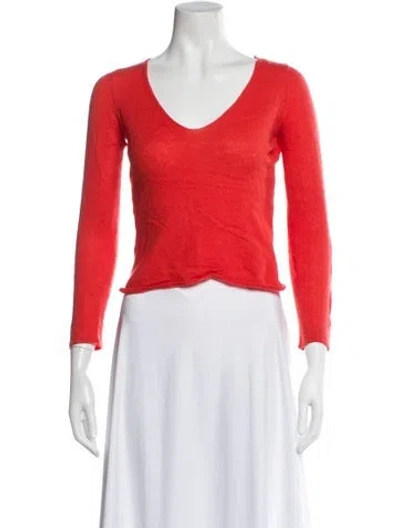 Pre-owned Loro Piana Cashmere Scoop Neck Sweater In Orange