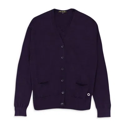Loro Piana Cashmere Set Dark Purple Cardigan In Multi