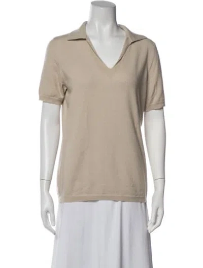 Pre-owned Loro Piana Cashmere Short Sleeve Polo In Neutrals