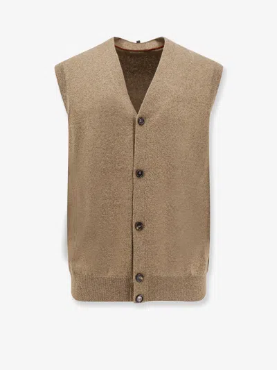 Loro Piana Men Cashmere Sleeveless Cardigan In Brown