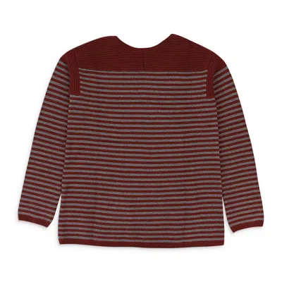 Loro Piana Cashmere Striped Burgundy Gray Sweater In Red