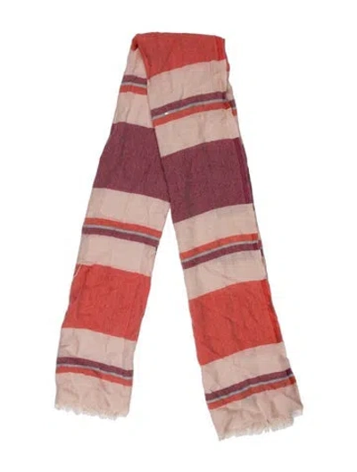 Pre-owned Loro Piana Cashmere Striped Scarf In Pink