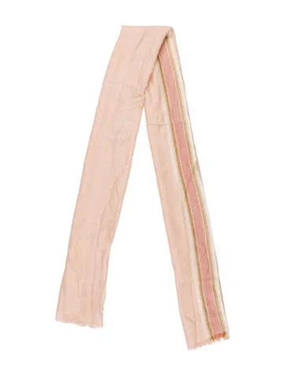 Pre-owned Loro Piana Cashmere Striped Scarf In Pink