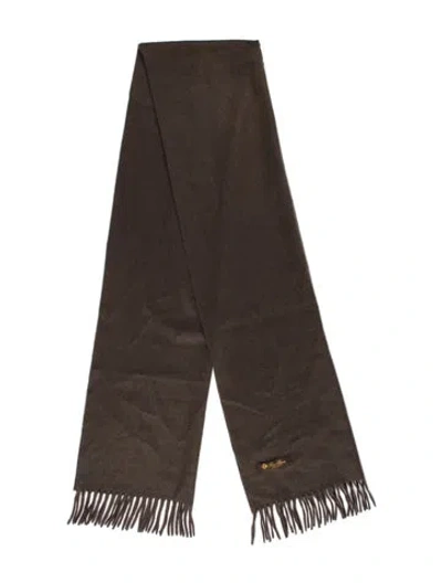 Pre-owned Loro Piana Cashmere Striped Scarf W/ Tags In Brown