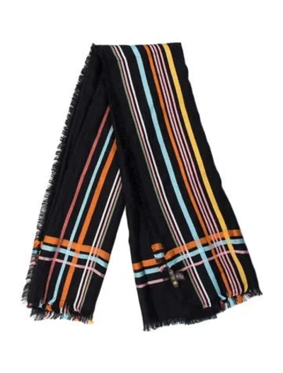 Pre-owned Loro Piana Cashmere Striped Stole In Blue