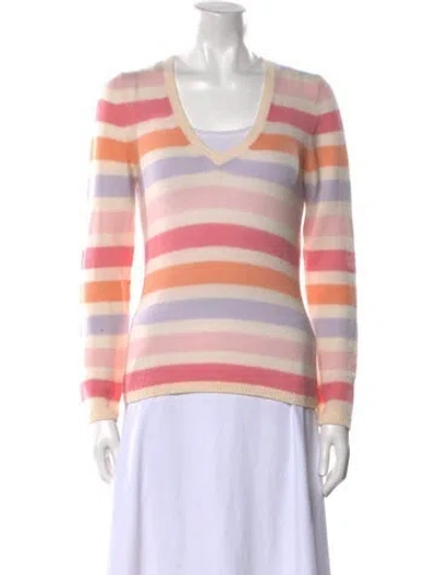 Pre-owned Loro Piana Cashmere Striped Sweater In Pink