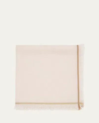 Loro Piana Cashmere Striped Trim Scarf In 30hu Soft Pinkish