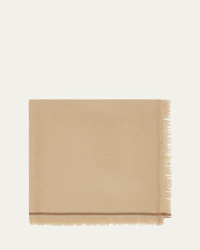 Loro Piana Cashmere Striped Trim Scarf In Neutral