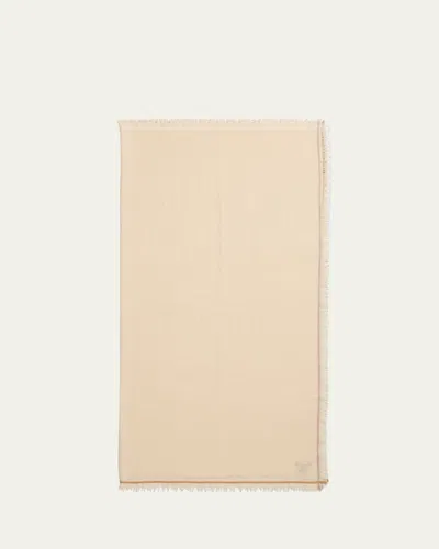 Loro Piana Cashmere Striped Trim Scarf In Neutral