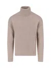 Loro Piana Cashmere Turtleneck Sweater Side Slits In Neutral