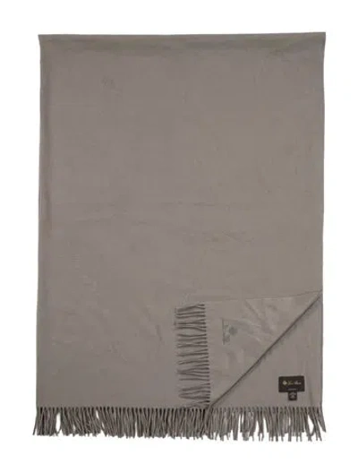 Pre-owned Loro Piana Cashmere Throw Blanket In Gray