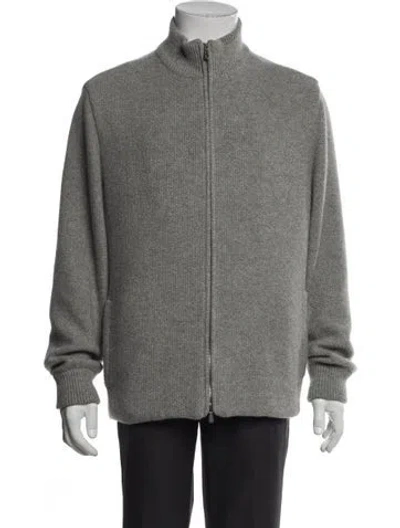 Pre-owned Loro Piana Cashmere Turtleneck Cardigan In Gray