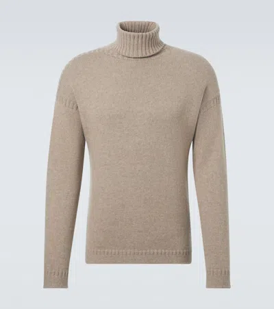Loro Piana Cashmere Turtleneck Sweater In Brown