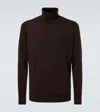 Loro Piana Dolcevita Slim-fit Cashmere, Virgin Wool And Silk-blend Rollneck Sweater In Brown