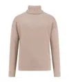 Loro Piana Cashmere Turtleneck Sweater Side Slits In Neutral