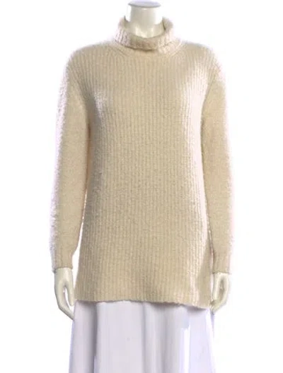 Pre-owned Loro Piana Cashmere Turtleneck Sweater In White