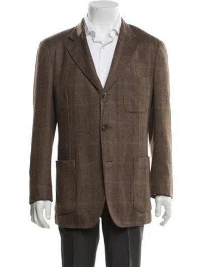 Pre-owned Loro Piana Cashmere Tweed Pattern Blazer In Brown