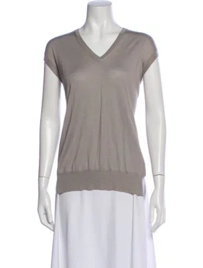 Pre-owned Loro Piana Cashmere V-neck Sweater In Gray
