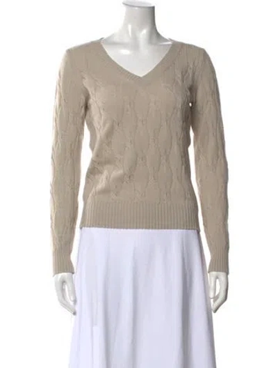 Pre-owned Loro Piana Cashmere V-neck Sweater In Neutrals