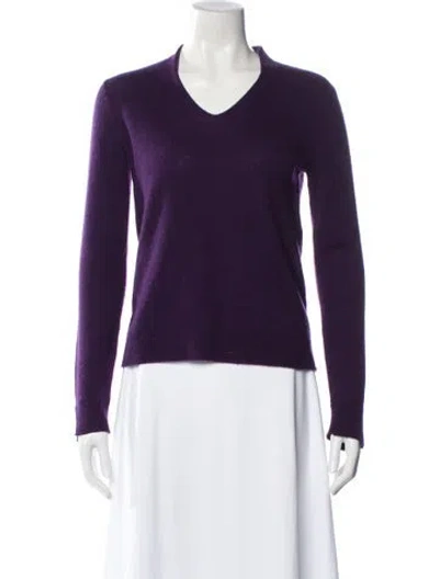 Pre-owned Loro Piana Cashmere V-neck Sweater In Purple