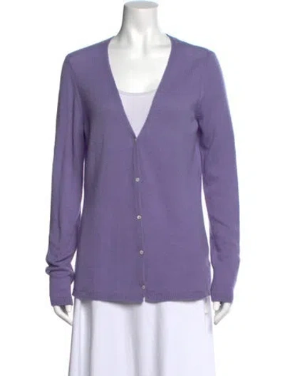 Pre-owned Loro Piana Cashmere V-neck Sweater In Purple