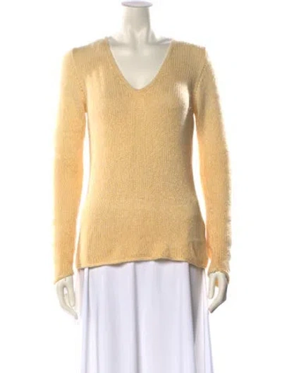 Pre-owned Loro Piana Cashmere V-neck Sweater In Yellow