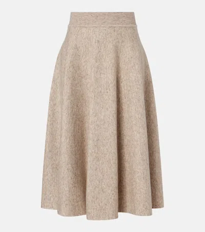 Loro Piana Cashmere, Wool, And Linen Midi Skirt In Neutral